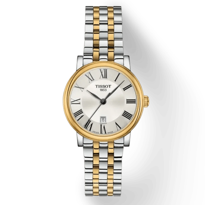 Tissot T Classic Carson Lady Premium Silver Dial Two Tone Steel Strap Watch For Women - T122.210.22.033.00