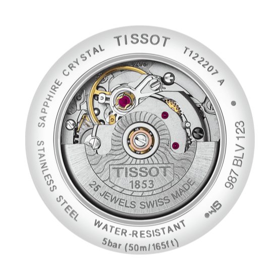 Tissot T Classic Carson Premium Automatic Lady Black Dial Silver Steel Strap Watch for Women - T122.207.11.051.00