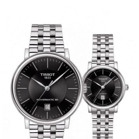 Tissot T Classic Carson Premium Automatic Lady Black Dial Silver Steel Strap Watch for Women - T122.207.11.051.00