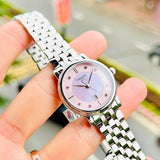 Tissot T Classic Carson Premium Lady Mother of Pearl Pink Dial Silver Steel Strap Watch For Women - T122.210.11.159.00