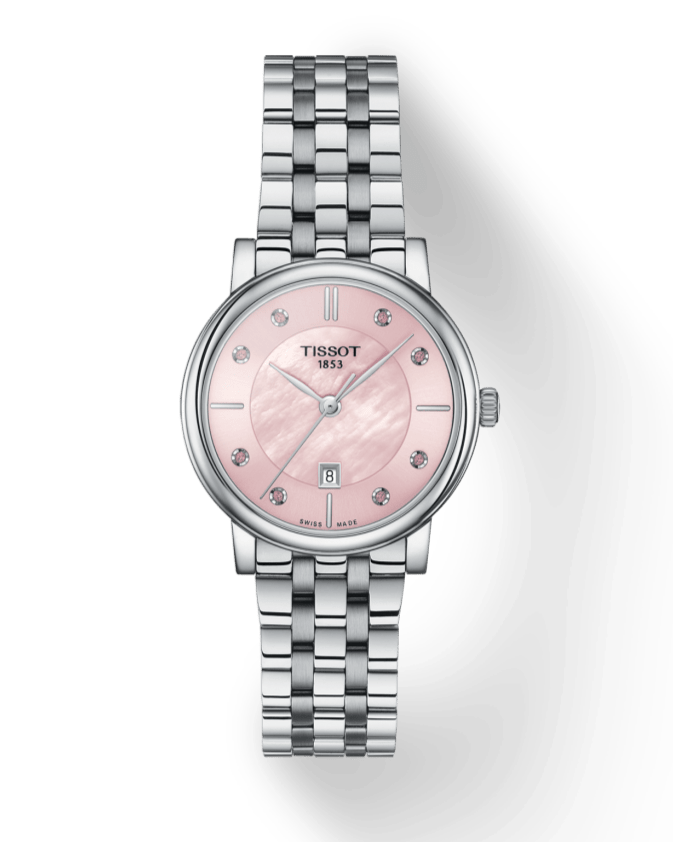 Tissot T Classic Carson Premium Pink Dial Silver Steel Strap Watch for Women - T122.210.11.159.00