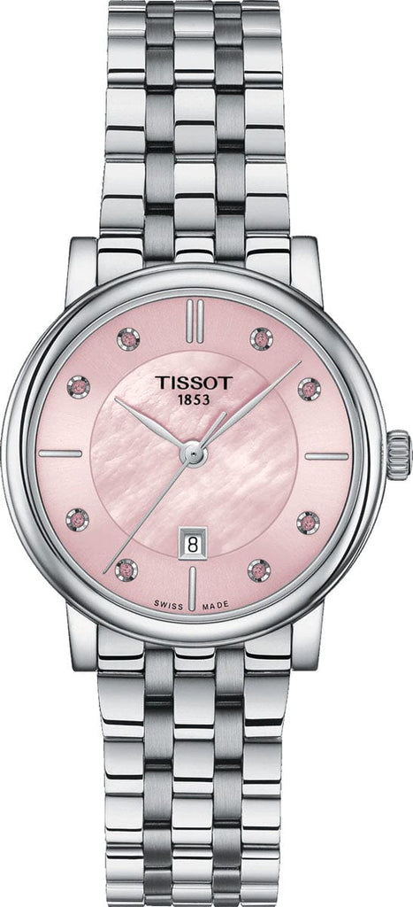 Tissot T Classic Carson Premium Pink Dial Silver Steel Strap Watch for Women - T122.210.11.159.00