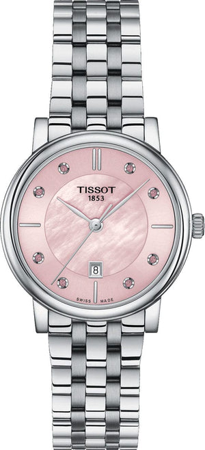 Tissot T Classic Carson Premium Pink Dial Silver Steel Strap Watch for Women - T122.210.11.159.00