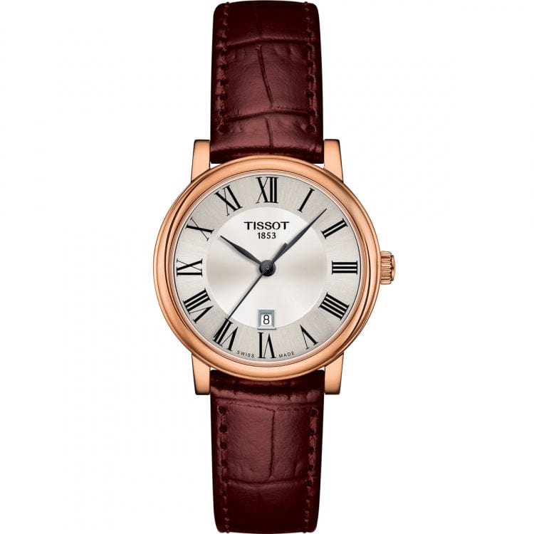 Tissot T Classic Carson Premium White Dial Brown Leather Strap Watch for Women - T122.207.36.033.00