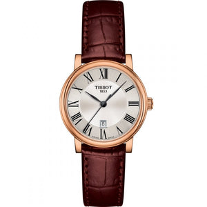 Tissot T Classic Carson Premium White Dial Brown Leather Strap Watch for Women - T122.207.36.033.00