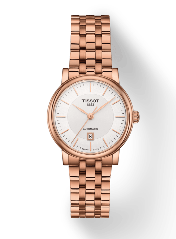 Tissot T Classic Carson Premium White Dial Rose Gold Steel Strap Watch for Women - T122.207.33.031.00