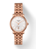 Tissot T Classic Carson Premium White Dial Rose Gold Steel Strap Watch for Women - T122.207.33.031.00