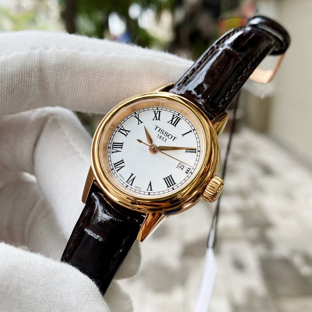 Tissot T Classic Carson White Dial Brown Leather Strap Watch For Women - T085.207.36.013.00