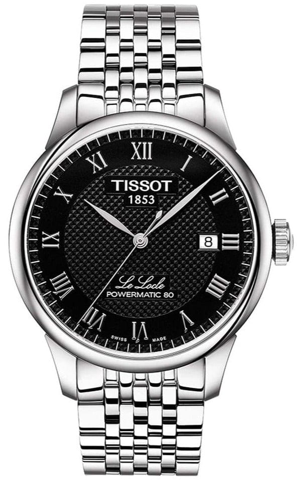 Tissot T Classic Le Locle Powermatic 80 Black Dial Silver Steel Strap Watch For Women - T41.1.483.53