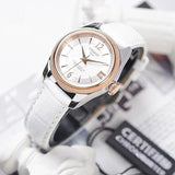 Tissot T-Classic Powermatic 80 Mother of Pearl Silver Dial White Leather Strap Watch For Women - T108.208.26.117.00