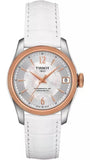 Tissot T-Classic Powermatic 80 Mother of Pearl Silver Dial White Leather Strap Watch For Women - T108.208.26.117.00