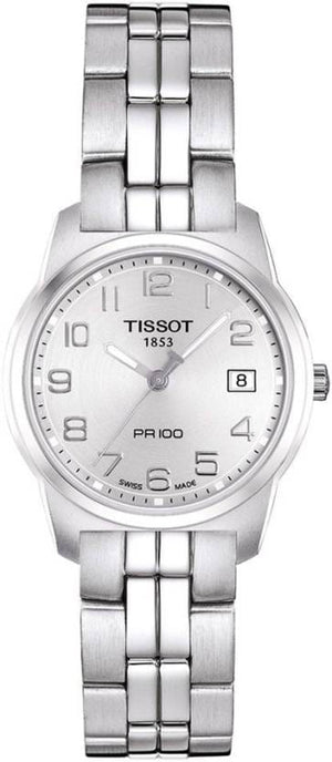 Tissot T Classic PR100 Silver Dial Silver Steel Strap Watch For Women - T049.210.11.032.00