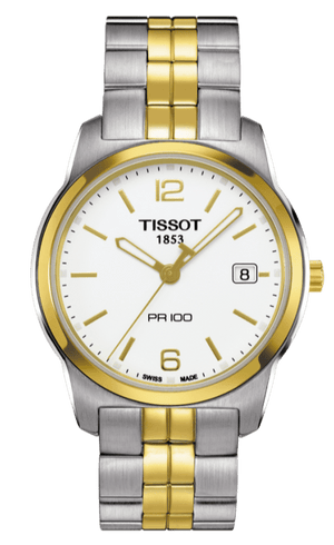 Tissot T Classic PR100 White Dial Two Tone Steel Strap Watch For Women - T049.210.22.032.00