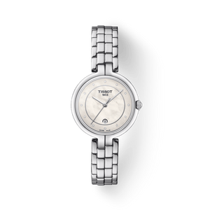 Tissot T Lady Flamingo Diamonds White Dial Silver Steel Strap Watch For Women - T094.210.11.116.01