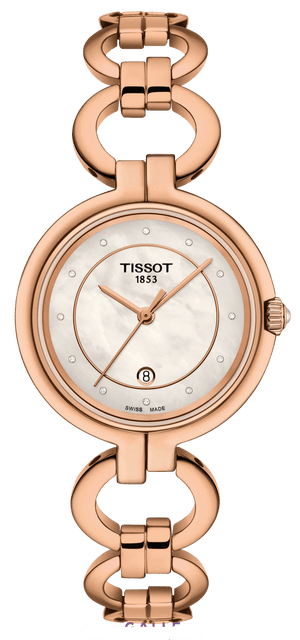 Tissot T Lady Flamingo Mother of Pearl Dial Rose Gold Steel Strap Watch for Women - T094.210.33.116.01