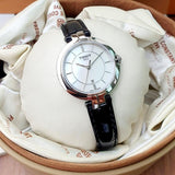 Tissot T Lady Flamingo Mother of Pearl White Dial Black Leather Strap Watch for Women - T094.210.16.111.00