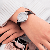 Tissot T Lady Flamingo Mother of Pearl White Dial Black Leather Strap Watch for Women - T094.210.16.111.00