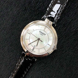 Tissot T Lady Flamingo Mother of Pearl White Dial Black Leather Strap Watch for Women - T094.210.16.111.00
