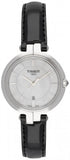 Tissot T Lady Flamingo Mother of Pearl White Dial Black Leather Strap Watch for Women - T094.210.16.111.00