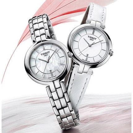 Tissot T Lady Flamingo Mother of Pearl White Dial Silver Steel Strap Watch For Women - T094.210.11.111.00