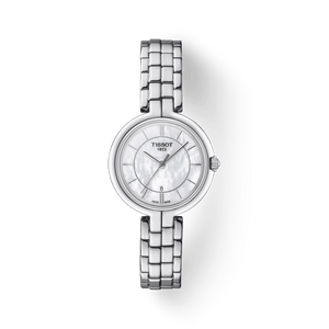 Tissot T Lady Flamingo Mother of Pearl White Dial Silver Steel Strap Watch For Women - T094.210.11.111.00