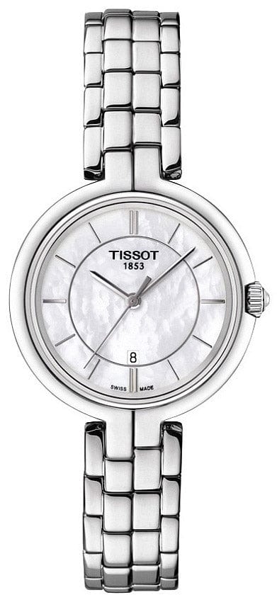 Tissot T Lady Flamingo Mother of Pearl White Dial Silver Steel Strap Watch For Women - T094.210.11.111.00