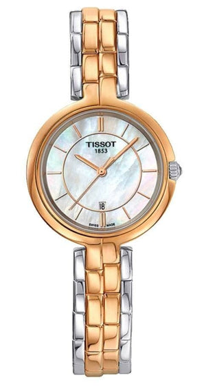 Tissot T Lady Flamingo Mother of Pearl White Dial Two Tone Steel Strap Watch For Women - T094.210.22.111.00
