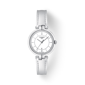 Tissot T Lady Flamingo White Dial White Leather Strap Watch For Women - T094.210.16.011.00