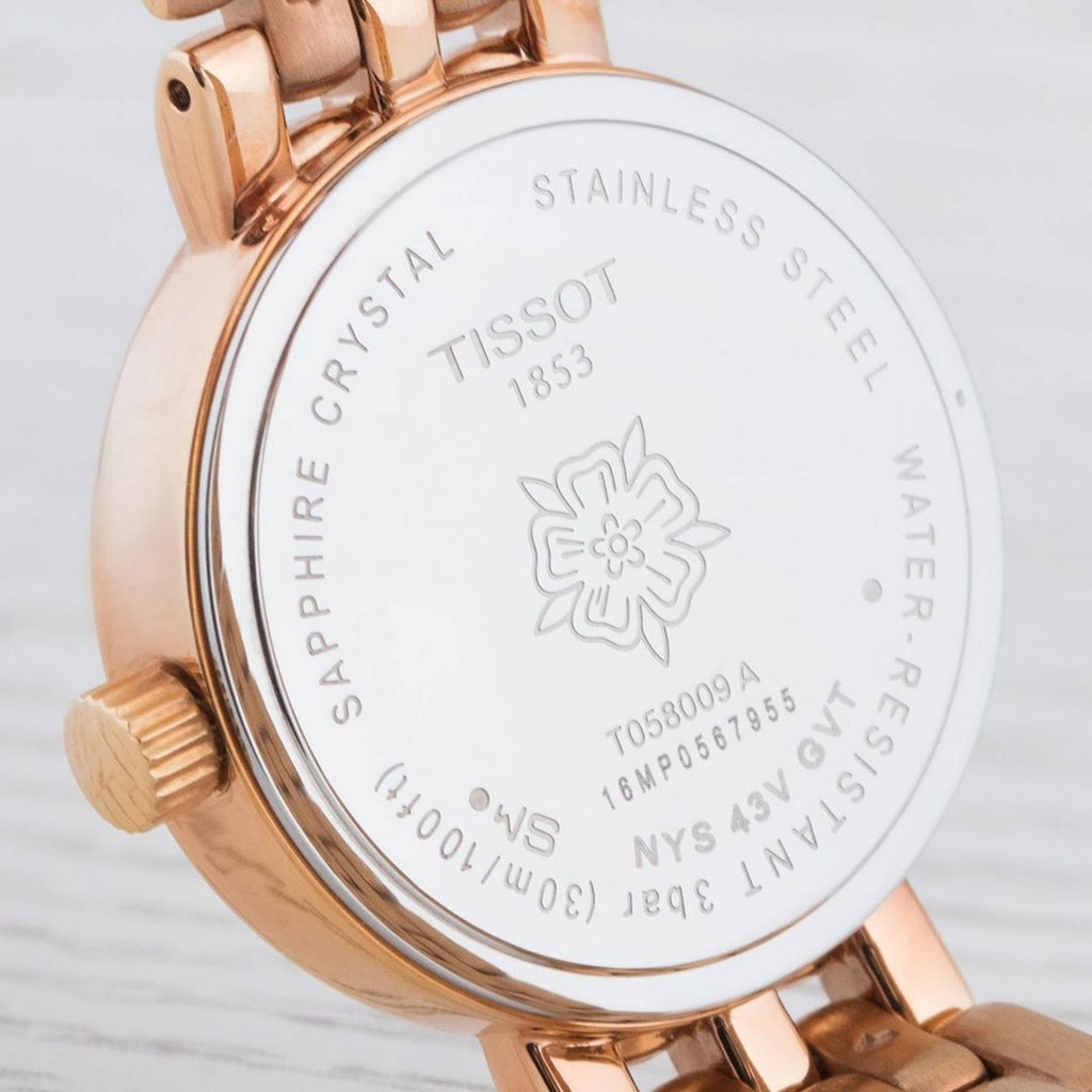 Tissot T Lady Lovely Silver Dial Rose Gold Steel Strap Watch For Women - T058.009.33.031.01