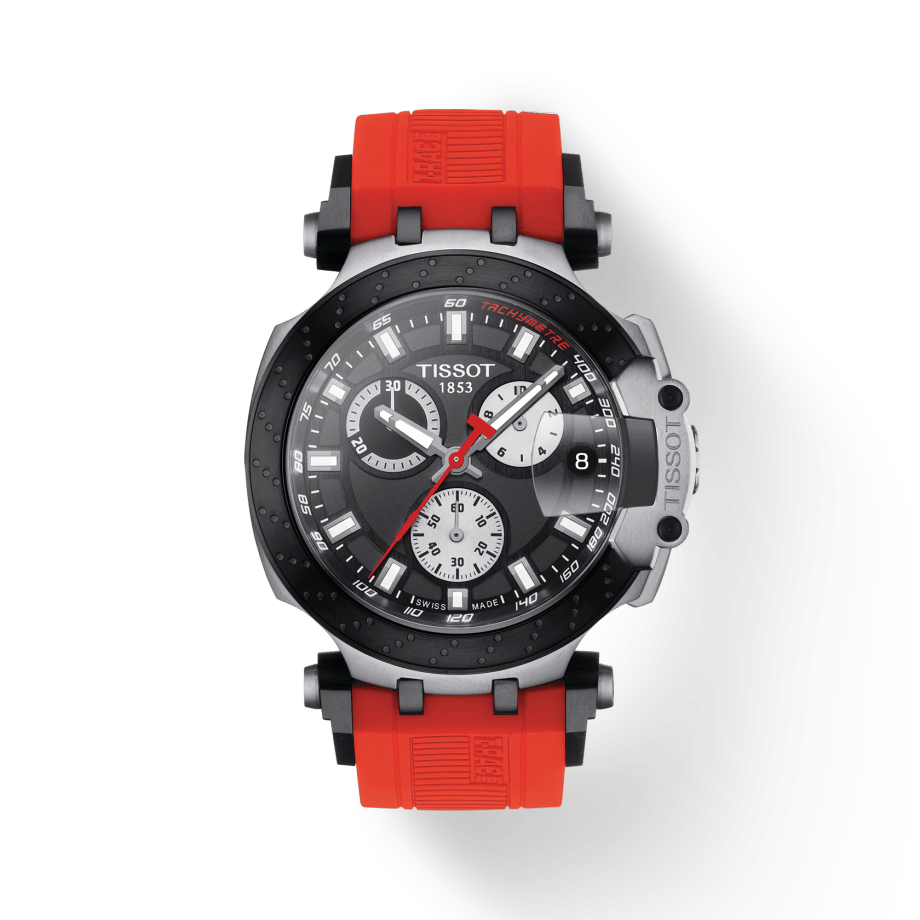 Tissot T Race Chronograph Black Dial Red Silicone Strap Watch For Men - T115.417.27.051.00