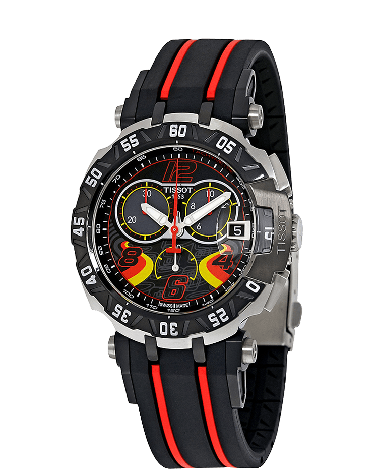 Tissot T Race Chronograph Stefan Bradl Special Edition Black Dial Black Rubber Strap Watch for Men - T092.417.27.057.02