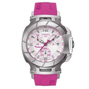 Tissot T Race Chronograph White Dial Pink Rubber Strap Watch for Women - T048.217.17.017.01