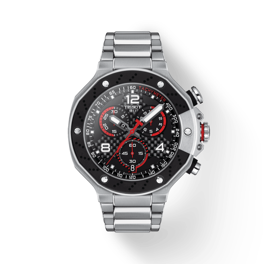 Tissot T Race Moto GP Limited Edition Chronograph Black Dial Silver Steel Strap Watch for Men - T141.417.11.057.00