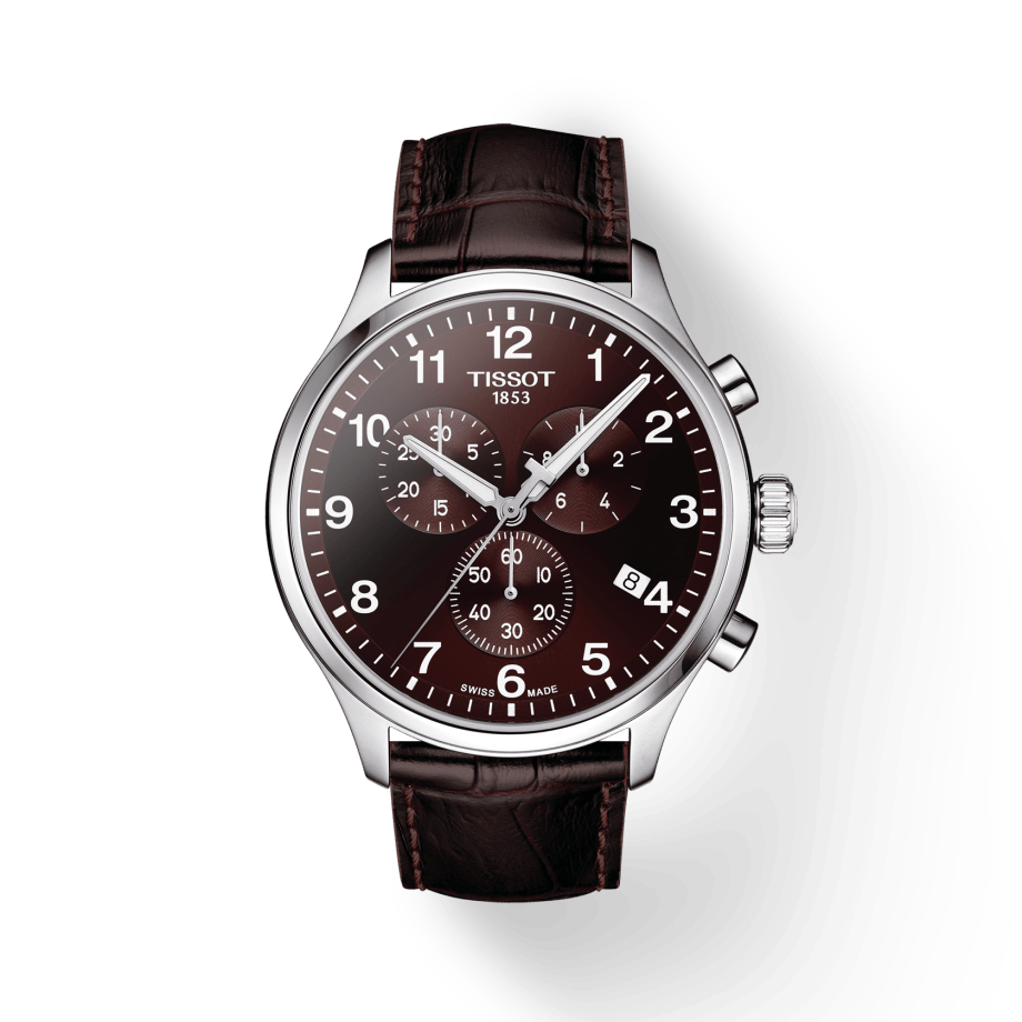 Tissot T Sport Chrono XL Classic Brown Dial Brown Leather Strap Watch For Men - T116.617.16.297.00
