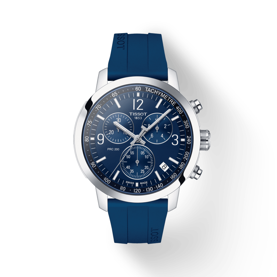 Tissot T Sport PRC 200 Chronograph Blue Rubber Strap Watch For Men - T114.417.17.047.00