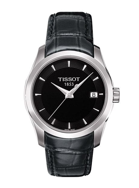 Tissot T Trend Couturier Black Dial Black Leather Strap Watch For Women - T035.210.16.051.00
