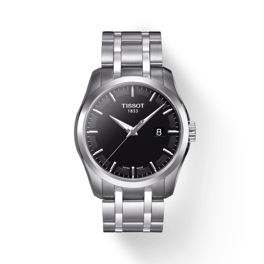 Tissot T Trend Couturier Chronograph Black Dial Silver Steel Strap Watch For Men - T035.410.11.051.00