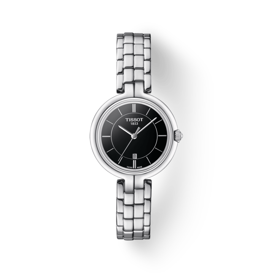 Tissot T Trend Flamingo Black Dial Silver Steel Strap Watch For Women - T094.210.11.051.00