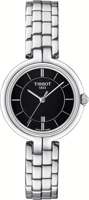 Tissot T Trend Flamingo Black Dial Silver Steel Strap Watch For Women - T094.210.11.051.00