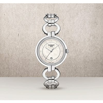 Tissot T Trend Flamingo Mother of Pearl Dial Silver Steel Strap Watch for Women - T094.210.11.116.00