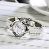 Tissot T Trend Flamingo Valentines Mother of Pearl White Dial White Leather Strap Watch For Women - T094.210.16.111.01