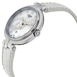 Tissot T Trend Flamingo Valentines Mother of Pearl White Dial White Leather Strap Watch For Women - T094.210.16.111.01