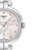 Tissot T Trend Flamingo Valentines Mother of Pearl White Dial White Leather Strap Watch For Women - T094.210.16.111.01