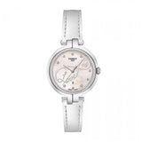 Tissot T Trend Flamingo Valentines Mother of Pearl White Dial White Leather Strap Watch For Women - T094.210.16.111.01