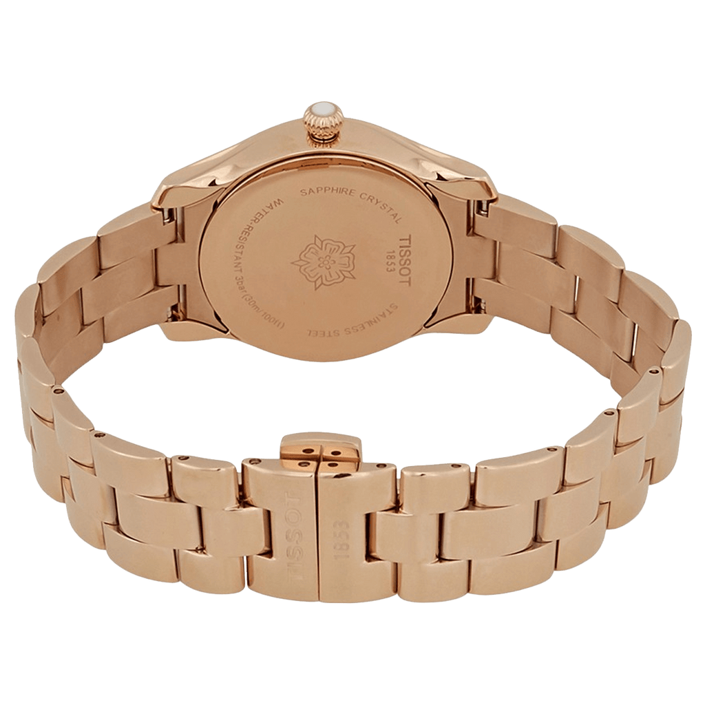 Tissot T Wave Anthracite Dial Rose Gold Steel Strap Watch For Women - T112.210.33.061.00