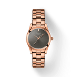 Tissot T Wave Anthracite Dial Rose Gold Steel Strap Watch For Women - T112.210.33.061.00