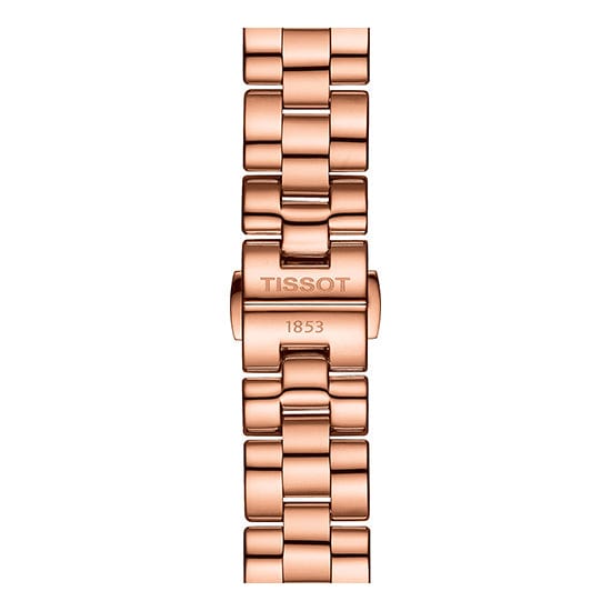 Tissot T Wave Black Dial Rose Gold Steel Strap Watch For Women - T112.210.33.051.00