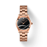 Tissot T Wave Black Dial Rose Gold Steel Strap Watch For Women - T112.210.33.051.00