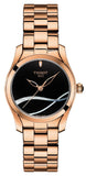Tissot T Wave Black Dial Rose Gold Steel Strap Watch For Women - T112.210.33.051.00