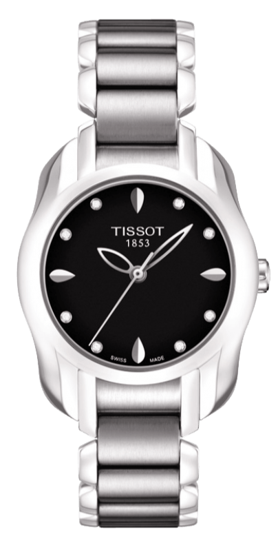 Tissot T Wave Black Dial Two Tone Steel Strap Watch For Women - T023.210.11.056.00